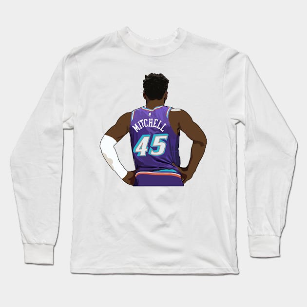 Donovan Mitchell Throwback Utah Jazz Long Sleeve T-Shirt by xavierjfong